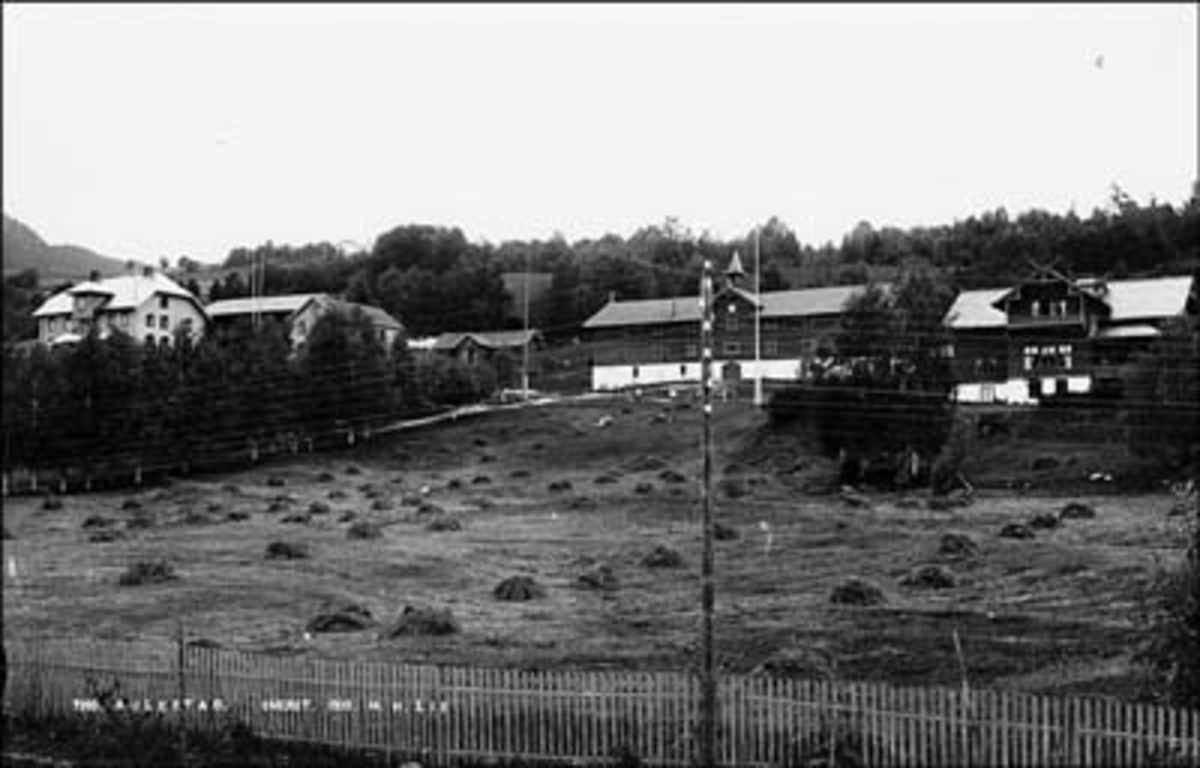 H.H. Lies fotografi fra 1903 viser g&aring;rden med sl&aring;tten liggende klar for hesjing. Stallen er flyttet.


